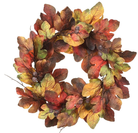 Burgundy and Mustard Fig Leaf Wreath - 28"