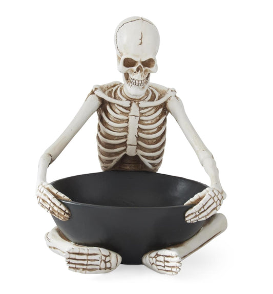 Sitting Skeleton Holding a Bowl -8"x6.75"x7.75"