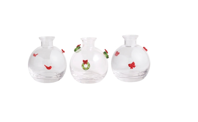 Christmas Glass Bud Vase - 3 Styles