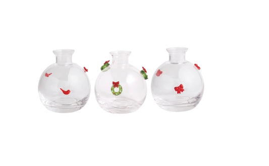 Christmas Glass Bud Vase - 3 Styles