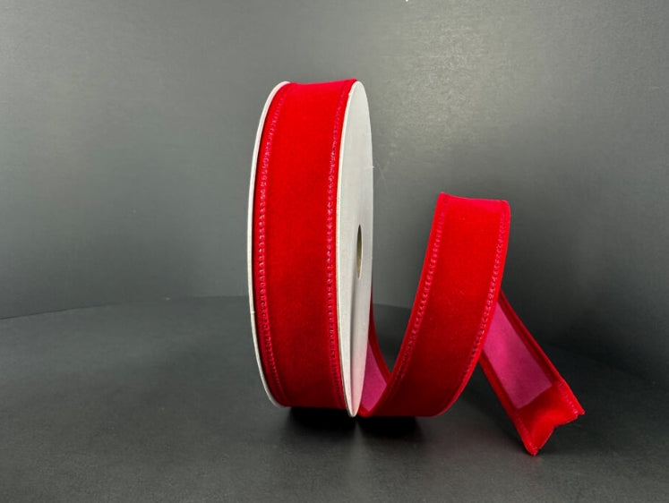 Dark Red Velvet Ribbon - 3 Widths