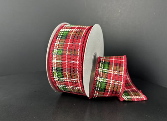 Red Green and Gold Glitz Ribbon - 1.5"x10yds.