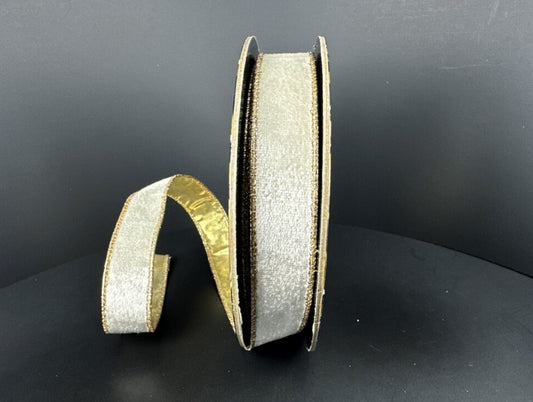 Ivory Lush Velvet with Gold Back Ribbon - 1"x10yds.