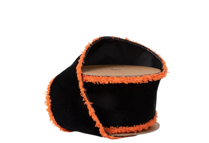 Black with Orange Fringed Edge - 2.5"x10yds.