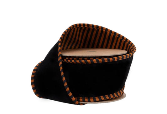 Black Velour with Orange Striped Back Ribbon - 2.5"x10yds.
