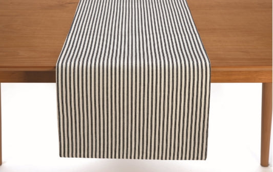 Black Ticking Halloween Table Runner