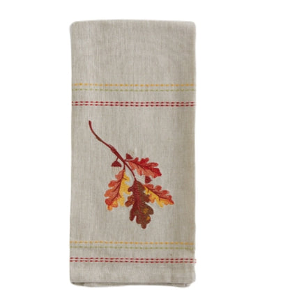 Embroidered Fall Leaf Dishtowel