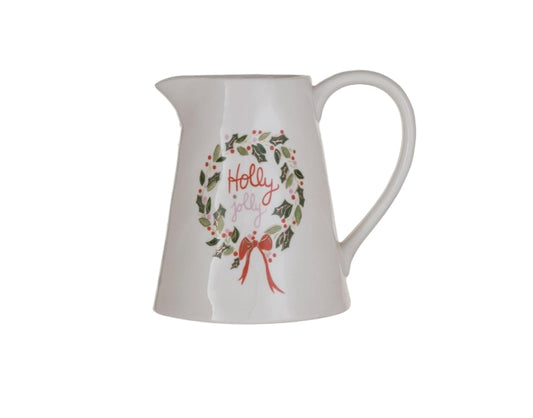 Holly Jolly Pitcher - 6"x6.5"