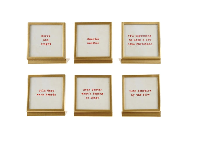 Gold Framed with Glass with Saying - 3"x3" - 6 Styles