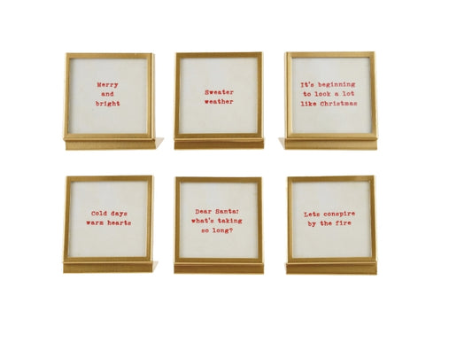 Gold Framed with Glass with Saying - 3"x3" - 6 Styles