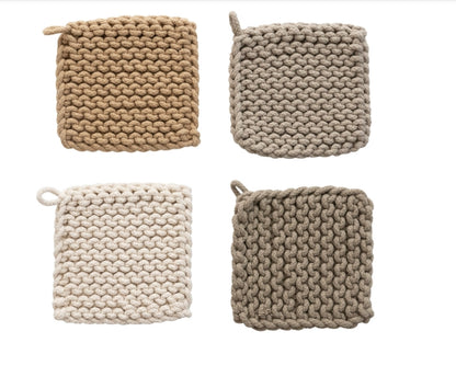 Cotton Crocheted Potholder - 8" - 4 Colors