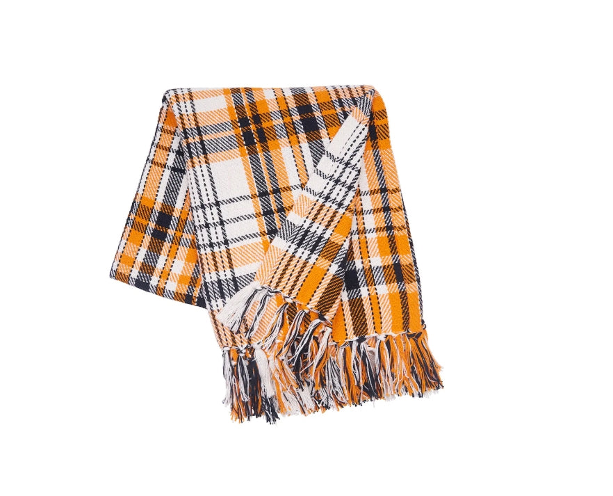 Orange and Black Plaid Throw - 50"x60"