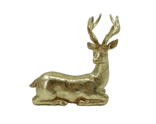 Gold Sitting Reindeer - 7.5"x6.5"