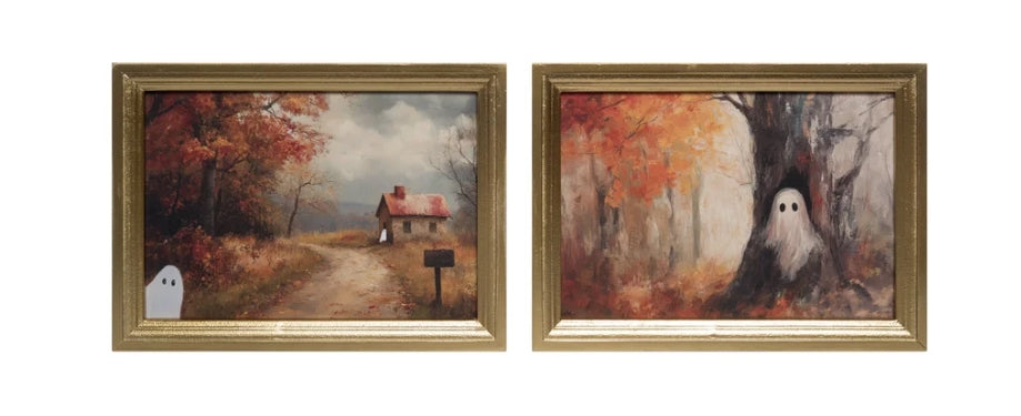Harvest Scene Ghost Framed Art - 10.5"x8" - 2 Styles