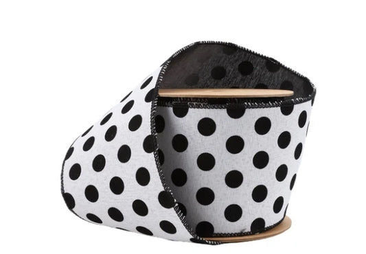 Wired Glittered Dots w/Black Backing - 4" - 10yds.