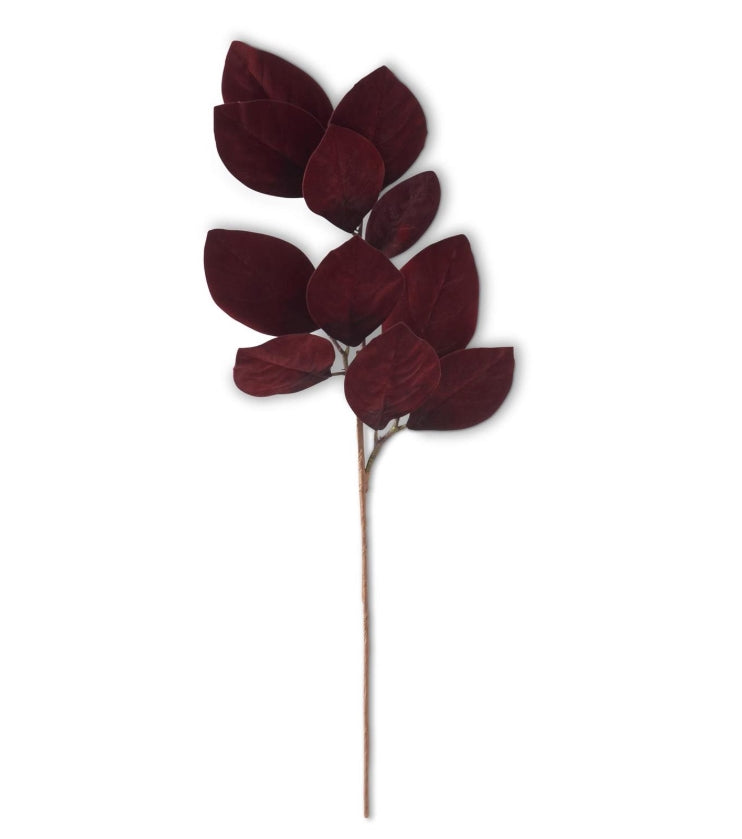 Burgundy Velvet Magnolia Leaf Spray - 33"