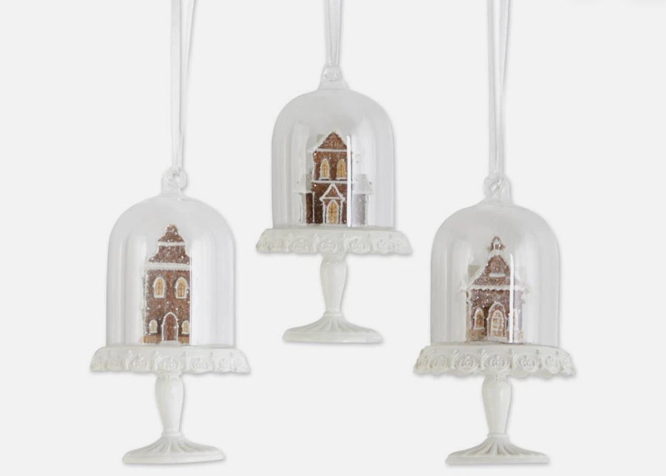 Gingerbread House Dome Ornament - 4.5" - 3 Styles