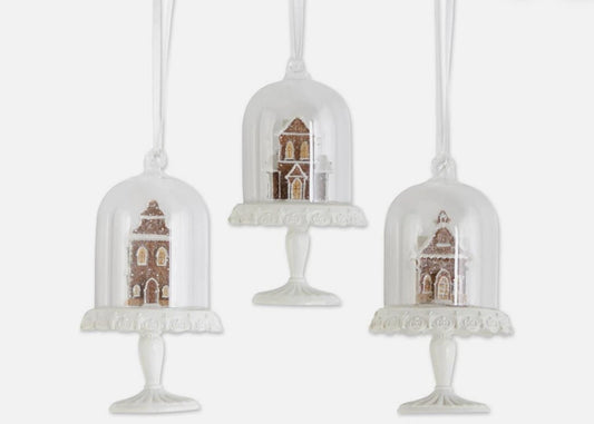 Gingerbread House Dome Ornament - 4.5" - 3 Styles
