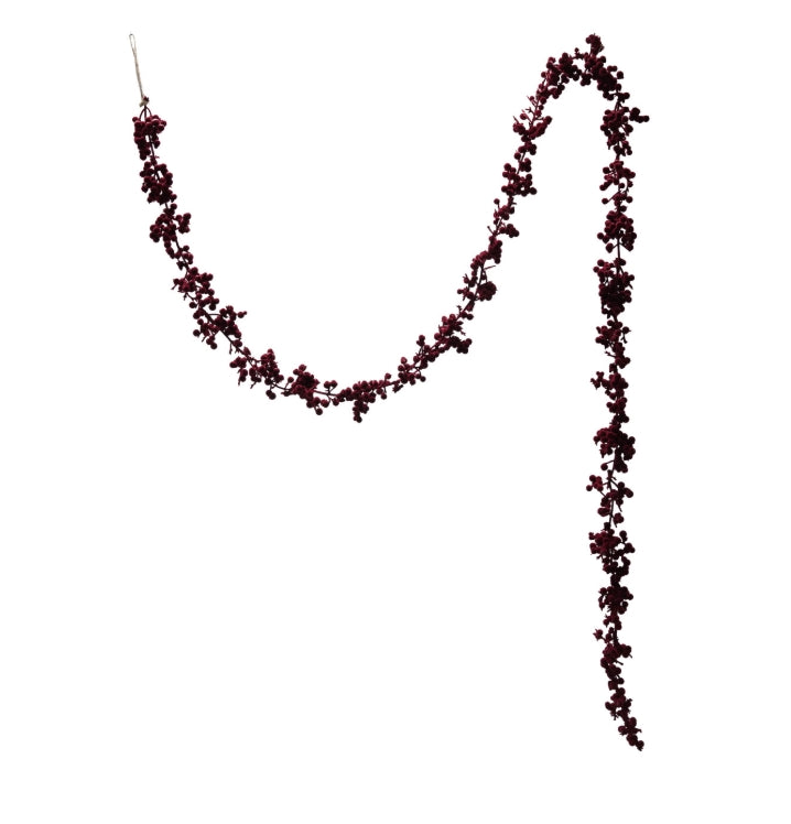 Burgundy Flocked Garland - 72"