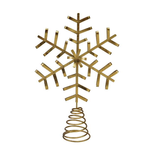Gold Metal Snowflake Tree Topper - 11.75"