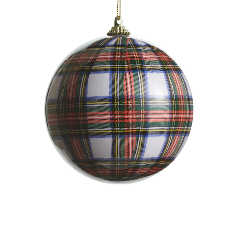 White Plaid Ornament - 2 Sizes