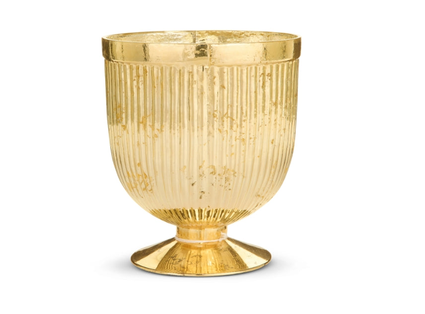 Gold Mercury Glass Footed Vase - 7.5"