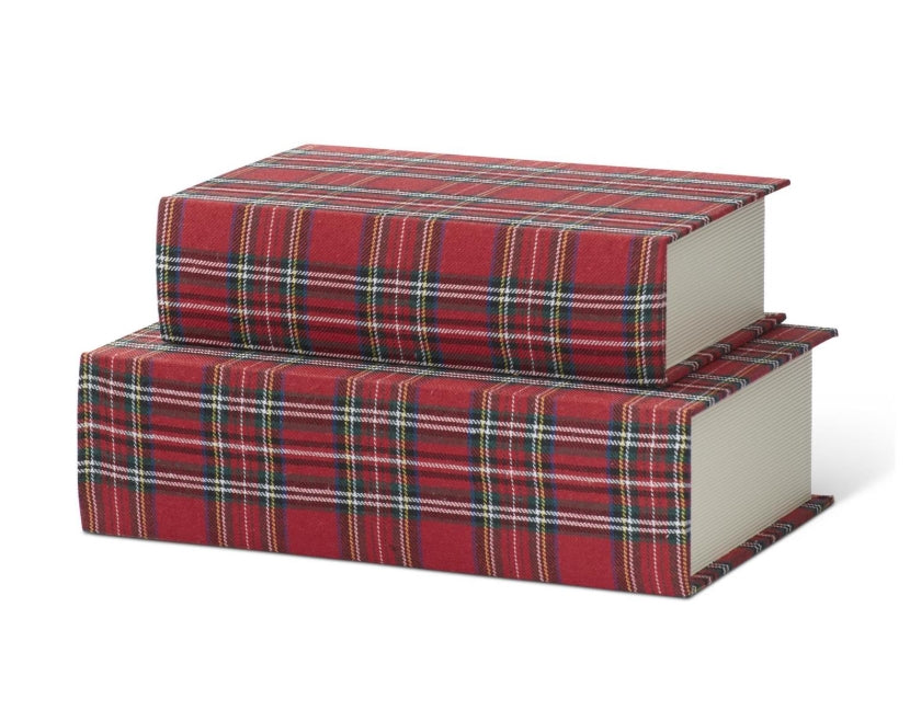 Red Plaid Decorative Books - 2 Sizes