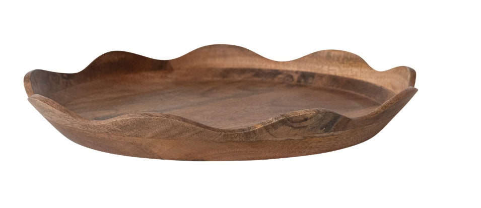 Mango Wood Scalloped Tray - 14.5"