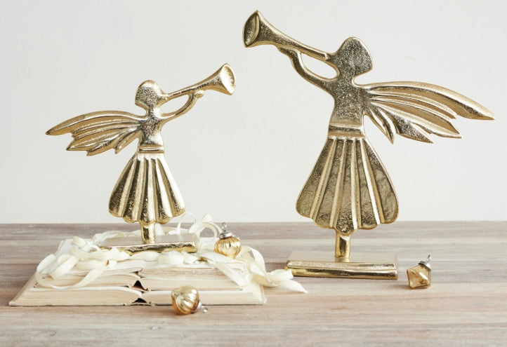 Gold Angel with a Trumpet - 9"
