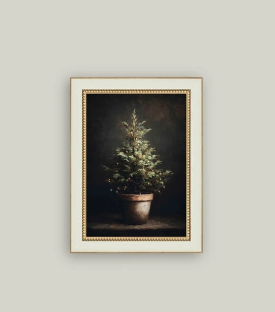 Potted Christmas Tree  Framed Art - 4"x6"