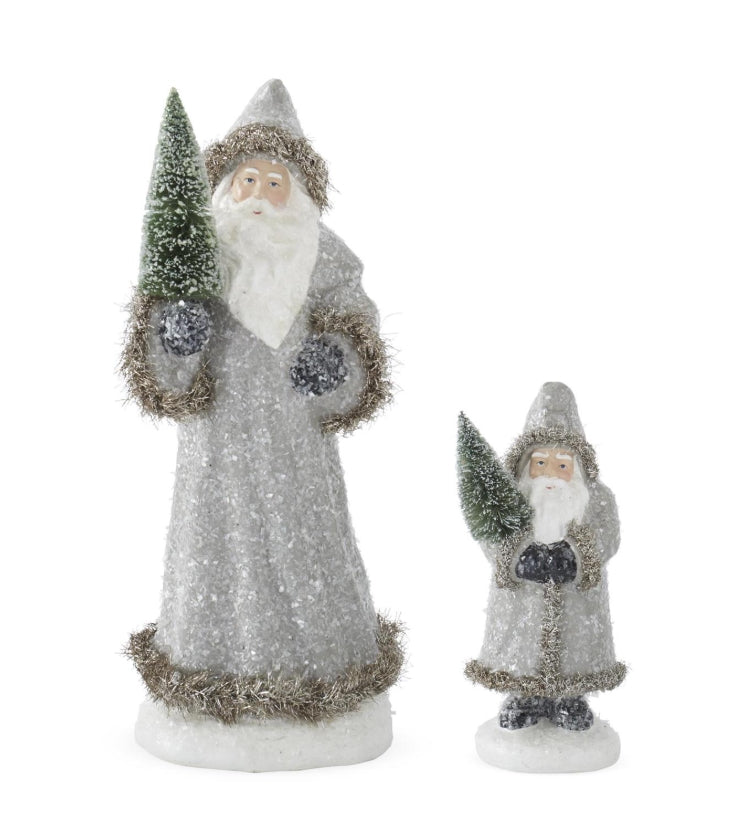 Snowy Gray Coated Santa - 2 Sizes