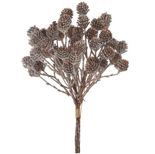 Glittered Brown Pine Cone Bundle - 12"