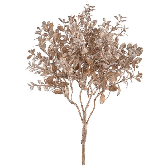 Champagne Glittered Boxwood Spray - 17"