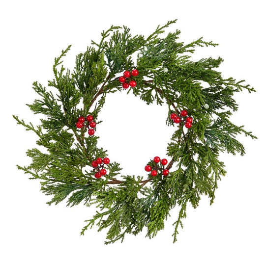 Cedar Wreath with Red Berries - 11"