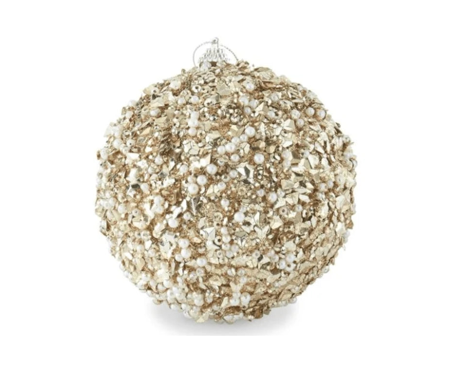 Champagne Sequins and Bead Ornament - 5"
