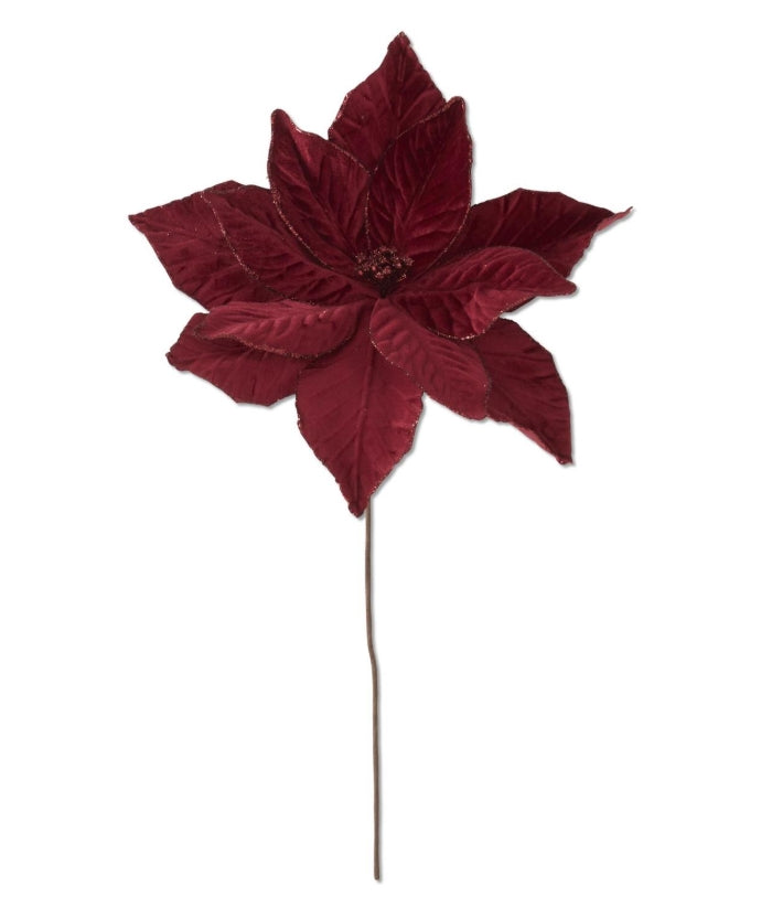 Dark Red Poinsettia Stem - 22"