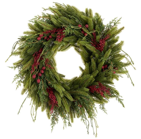 Sedum and Mixed Pine Wreath - 24"