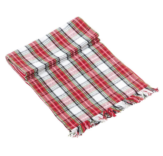 Red and White Plaid Table Runner - 72"