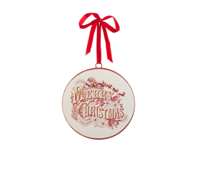 Vintage Merry Christmas Ornament - 6"