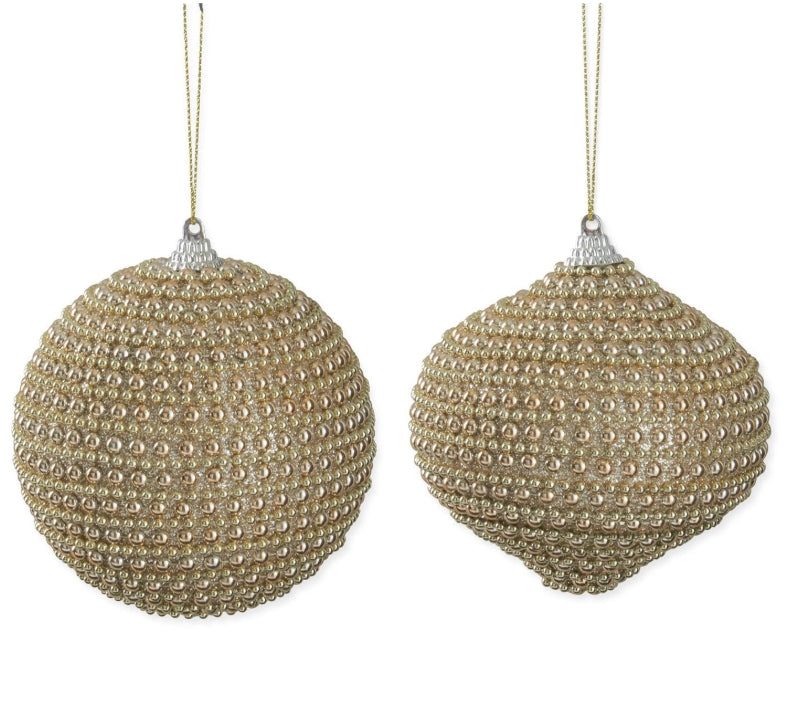 Gold Pearl Ornament - 4" - 2 Styles