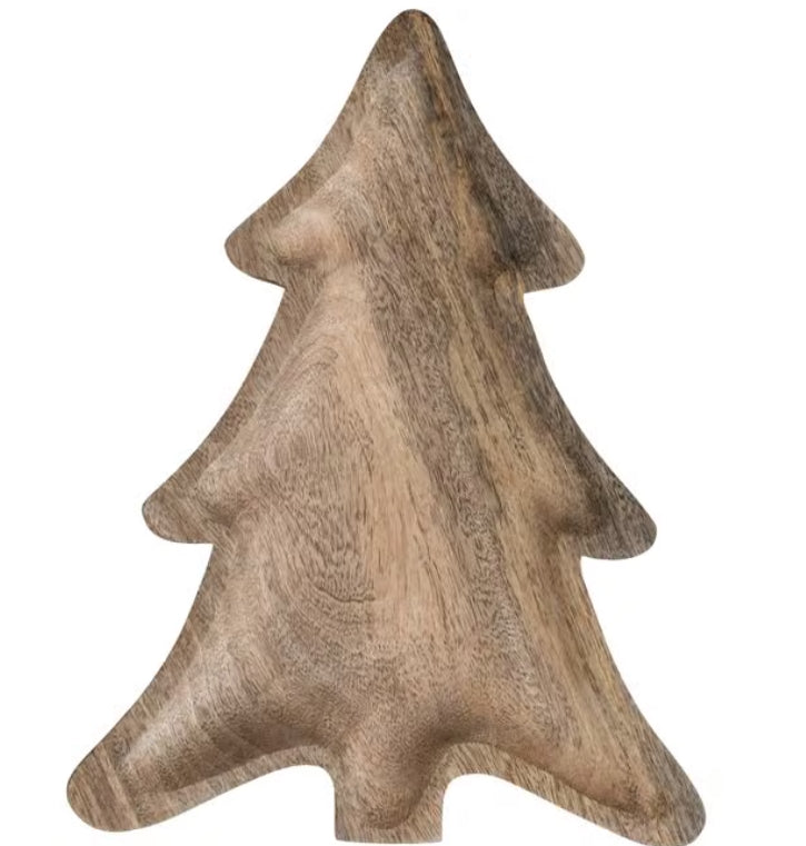 Mango Wood Tree Shaped Tray - 12"x9"