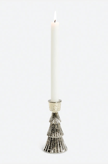 Gold Tree Glass Pillar Candle Holder -2 Sizes