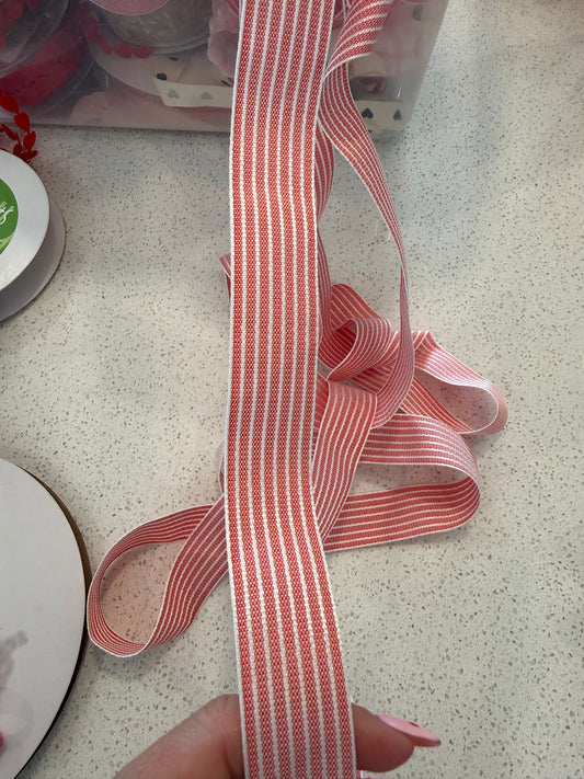 Thick Woven light red Striped Ribbon - $1.59/per yard