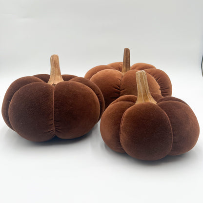 Brown Velvet Pumpkin - Small