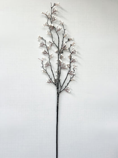 Iced White Berry Branch 36"