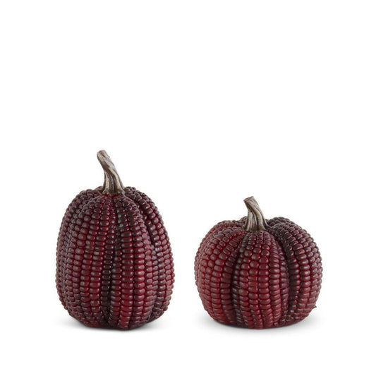 Burgundy Reson Corn Pumpkins - Set of 2