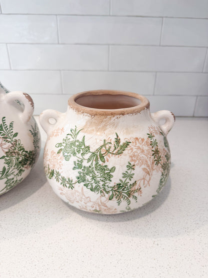 Green & Cream Chinoiserie Pot - 2 Sizes