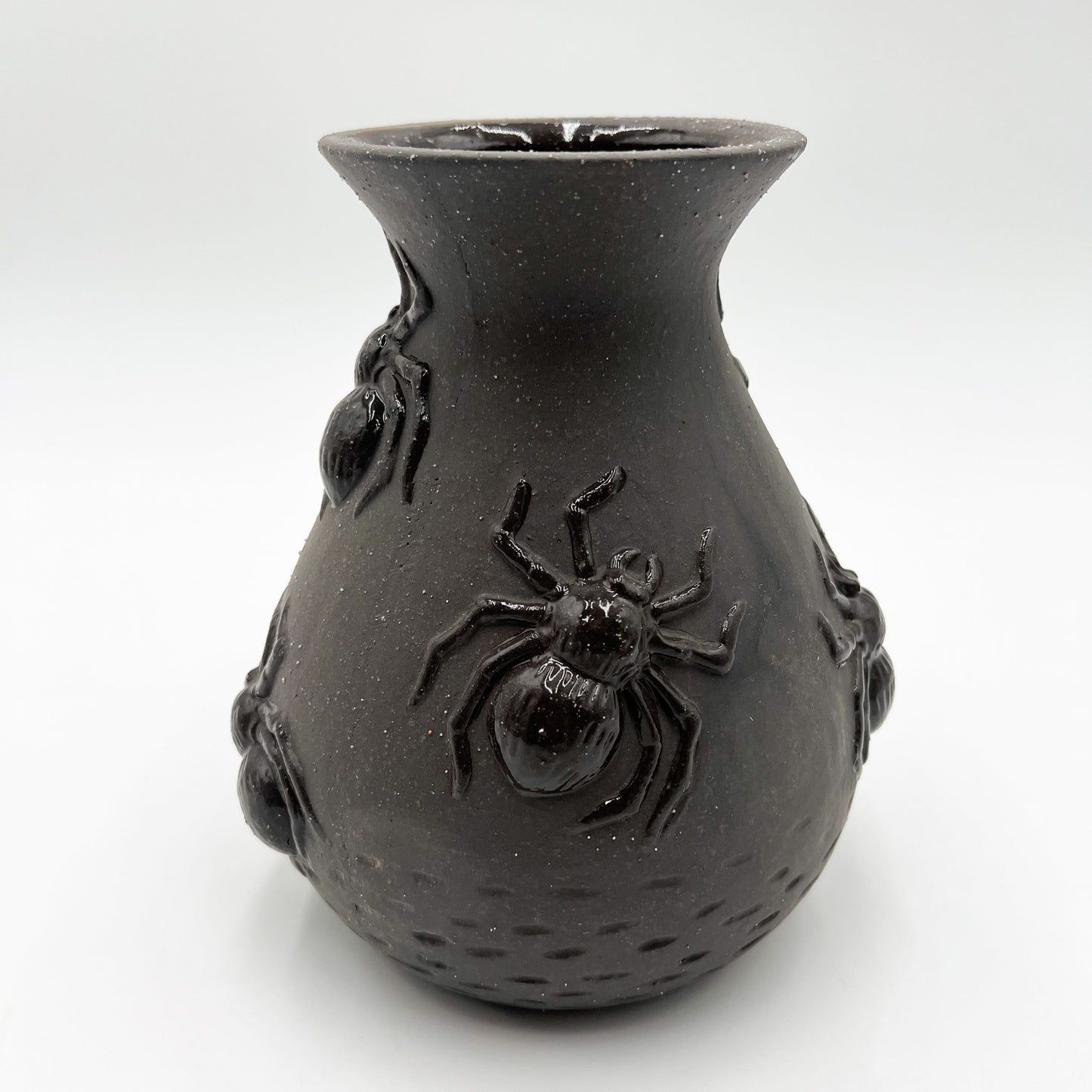 Black Spider Spooky Vase