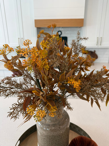 Beige fern spray (3) & Orange laurel stem (3)