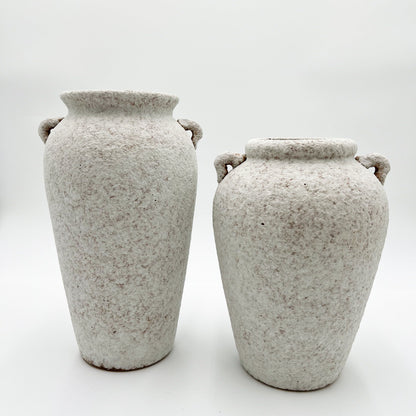 Double Ear White Vase - Tall